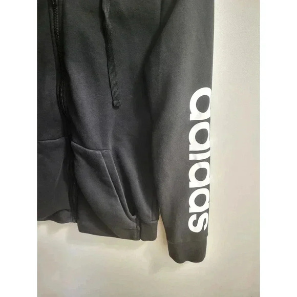 Adidas Black Zipper Hoodie Teen 12/14 - Picture 3 of 4